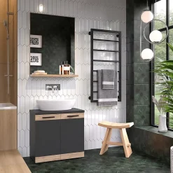 Armoire De Toilette|Vicco Miroir de salle de bain Anthracite/Viking Oak 60x80cm