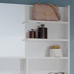 Armoire De Toilette|Vicco Miroir mural Blanc Haute brillance 89.8x65cm avec compartiments ouverts