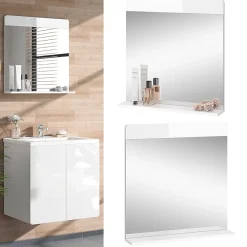 Vicco Miroir mural Blanc Haute brillance 60x62cm