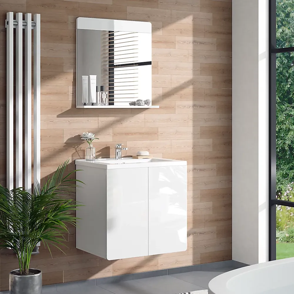 Vicco Miroir mural Blanc Haute brillance 60x62cm