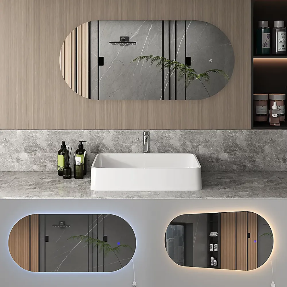 Armoire De Toilette|Vicco Miroir mural Blanc 110x50cm avec éclairage LED