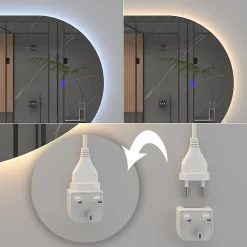 Armoire De Toilette|Vicco Miroir mural Blanc 110x50cm avec éclairage LED