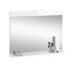Armoire De Toilette|Vicco Miroir mural Blanc Haute brillance 80.1x62cm avec étagère