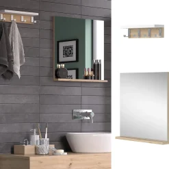Vicco Miroir mural Blanc 50x51.6cm avec étagère