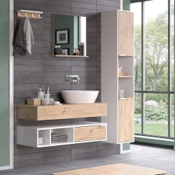 Vicco Miroir mural Blanc 50x51.6cm avec étagère