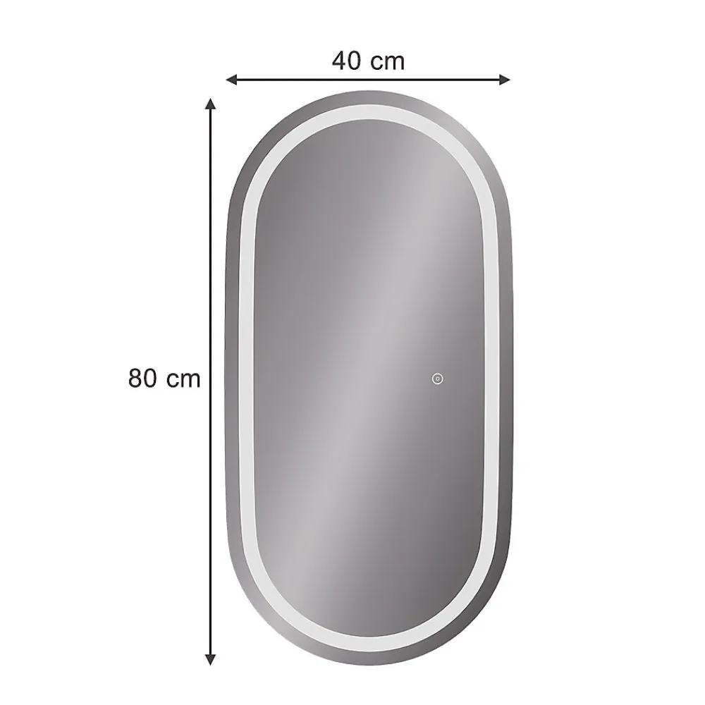 Vicco Miroir mural Verre 40x80cm avec éclairage frontal