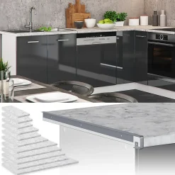 Plan De Travail Buanderie|Vicco Plan de travail cuisine Marbre blanc 80cm