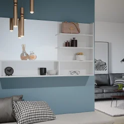 Vicco Étagère à miroir Blanc Haute brillance 119.8x70cm avec compartiments ouverts