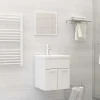 Ensemble Meuble De Salle De Bains|Vidaxl Ensemble de meubles de bain, 2 pcs Blanc brillant Aggloméré
