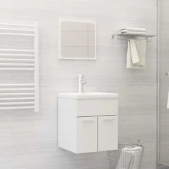 Ensemble Meuble De Salle De Bains|Vidaxl Ensemble de meubles de bain, 2 pcs Blanc brillant Aggloméré