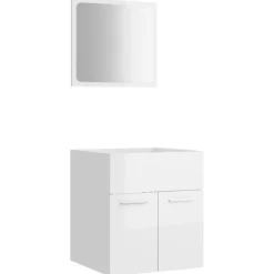 Ensemble Meuble De Salle De Bains|Vidaxl Ensemble de meubles de bain, 2 pcs Blanc brillant Aggloméré