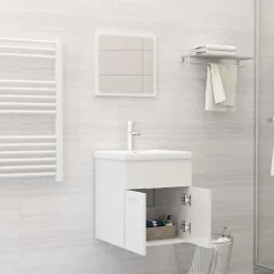Ensemble Meuble De Salle De Bains|Vidaxl Ensemble de meubles de bain, 2 pcs Blanc brillant Aggloméré
