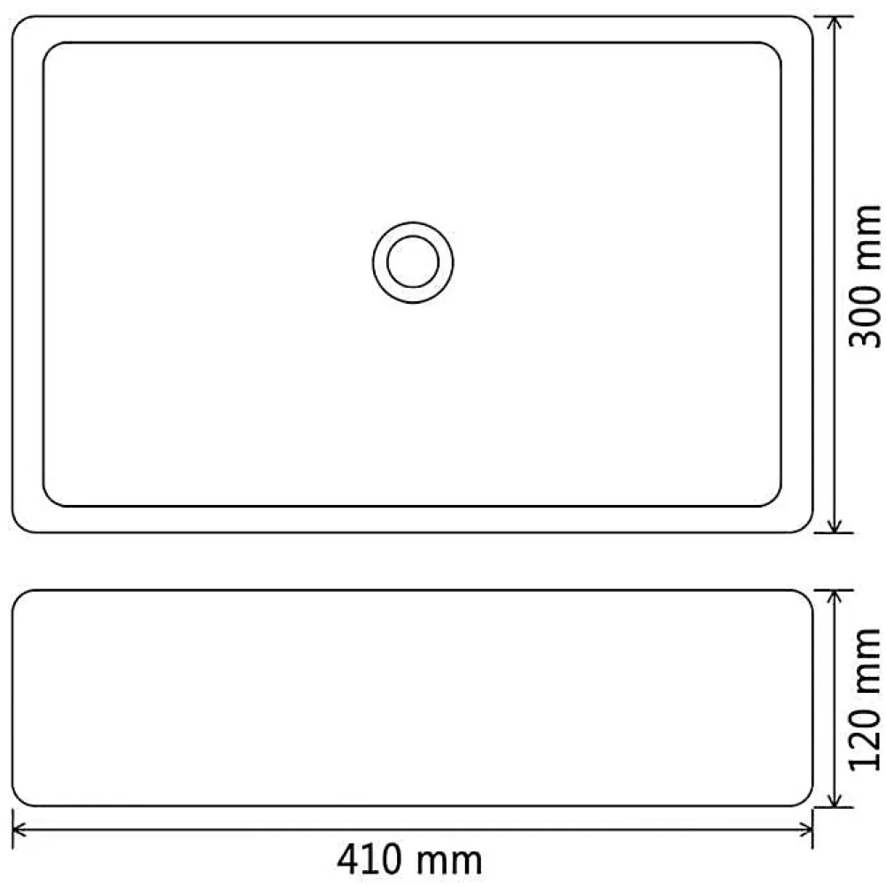 Vidaxl Lavabo Céramique Rectangulaire Noir Vasque Salle de Bain Toilette 142734