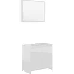 Vidaxl Meubles de salle de bain Blanc brillant Bois d'ingénierie 802657