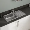 Évier compact de cuisine 1 cuve et 1 égouttoir en acier inoxydable Jabiri