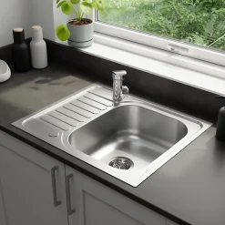 Evier Et Robinet De Buanderie| Évier compact de cuisine 1 cuve et 1 égouttoir XS en acier inoxydable Jabiri