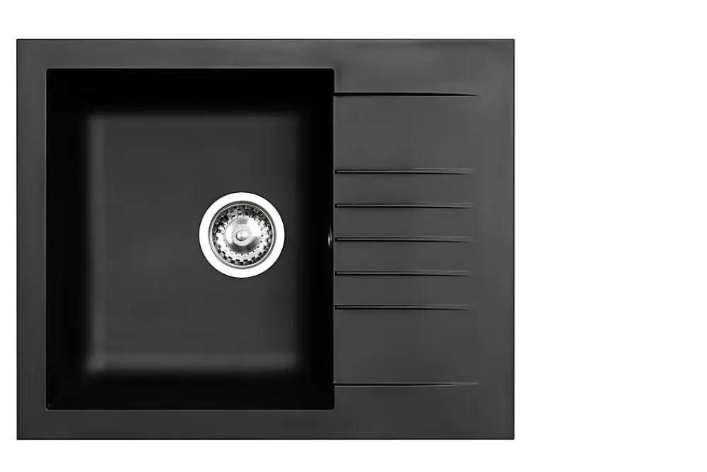 Nord Inox Évier compact en composite noir 1 bac à encastrer Karta