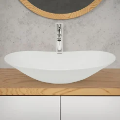 Vasque À Poser|ECD Germany Évier céramique vasque a poser ovale moderne lave-mains salle de bain 640x365 mm