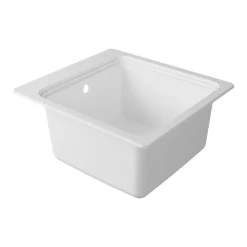 Evier Et Robinet De Buanderie|GoodHome Évier de cuisine 1 cuve en composite de quartz blanc mat avec accessoires Romesco