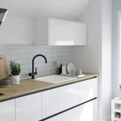 Evier Et Robinet De Buanderie|GoodHome Évier de cuisine 1 cuve en composite de quartz blanc mat avec accessoires Romesco