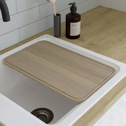 Evier Et Robinet De Buanderie|GoodHome Évier de cuisine 1 cuve en composite de quartz blanc mat avec accessoires Romesco
