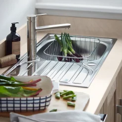 Evier Et Robinet De Buanderie| Évier de cuisine à encastrer 1 bac Turing inox satiné