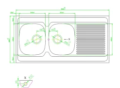 Évier de cuisine à poser 2 bacs Mayr acier inoxydable satiné avec égouttoir