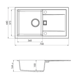 Evier Et Robinet De Buanderie|GoodHome Évier de cuisine en composite de quartz noir 1 bac à encastrer Hawking + égouttoir
