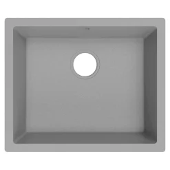 Evier Et Robinet De Buanderie|GoodHome Évier de cuisine en composite de quartz gris mat 1 bac à encastrer Sorrel