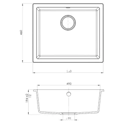 Evier Et Robinet De Buanderie|GoodHome Évier de cuisine en composite de quartz gris mat 1 bac à encastrer Sorrel