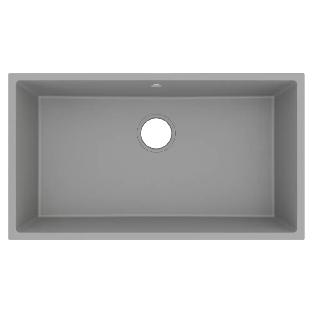 GoodHome Évier de cuisine en composite de quartz gris 1 bac à encastrer Sorrel