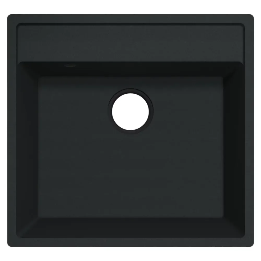 GoodHome Évier de cuisine en composite de quartz noir 1 bac à encastrer Hirase