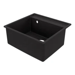 GoodHome Évier de cuisine en composite de quartz noir 1 bac à encastrer Hirase