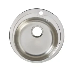 Evier Et Robinet De Buanderie| Évier de cuisine en inox poli rond 1 bac à encastrer Quimby