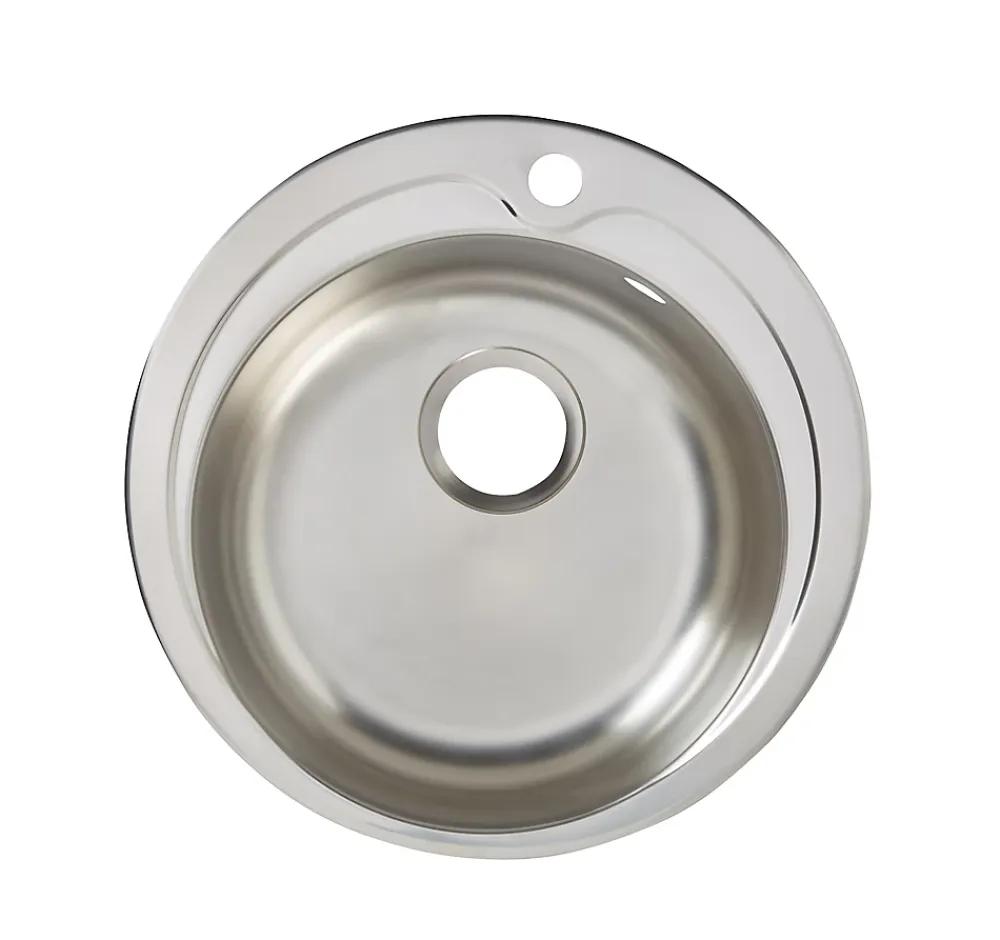 Evier Et Robinet De Buanderie| Évier de cuisine en inox poli rond 1 bac à encastrer Quimby