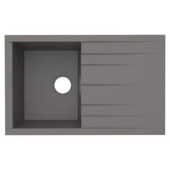 GoodHome Évier de cuisine en résine gris 1 bac à encastrer et égouttoir Keluak