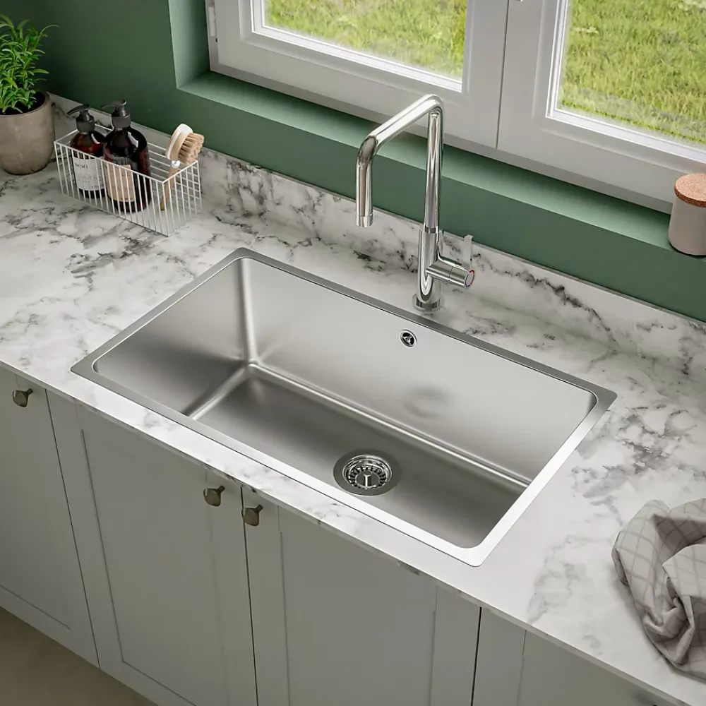 GoodHome Évier de cuisine sous-plan 1 cuve XL en acier inoxydable Villach