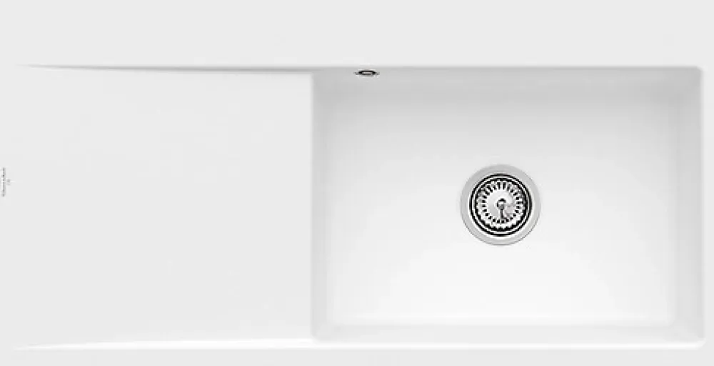 Evier Et Robinet De Buanderie|Villeroy & Boch Évier en céramique 1 cuve à droite à encastrer Subway Style blanc mat