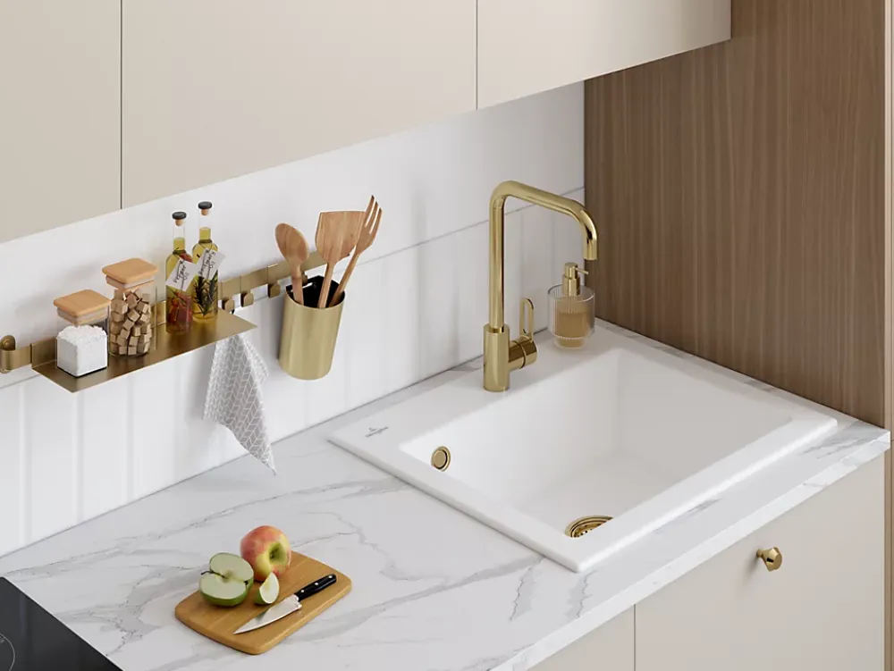 Villeroy & Boch Évier en céramique 1 cuve à encastrer Subway blanc brillant