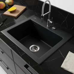 Villeroy & Boch Évier en céramique 1 cuve à encastrer Subway noir mat