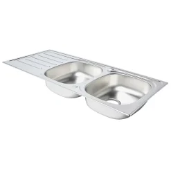 Cooke & Lewis Évier en inox finition nid d'abeille 2 bacs à encastrer Nakaya
