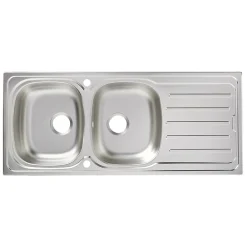 Cooke & Lewis Évier en inox finition nid d'abeille 2 bacs à encastrer Nakaya