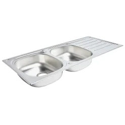 Cooke & Lewis Évier en inox finition nid d'abeille 2 bacs à encastrer Nakaya