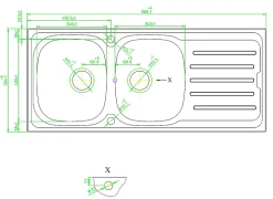 Cooke & Lewis Évier en inox finition nid d'abeille 2 bacs à encastrer Nakaya