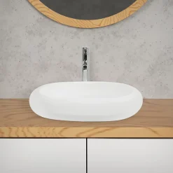 ECD Germany Évier lavabo vasque a poser ovale céramique lave-mains salle de bain 630x420 mm