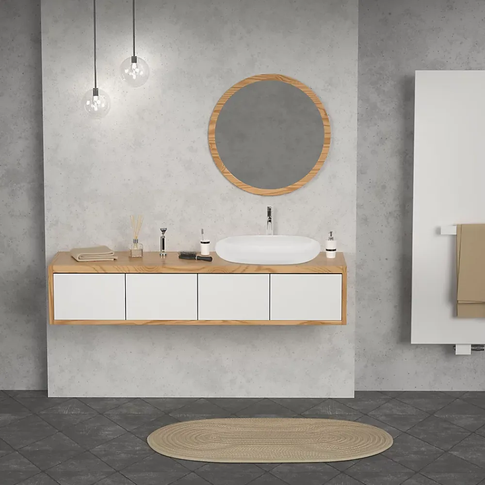 ECD Germany Évier lavabo vasque a poser ovale céramique lave-mains salle de bain 630x420 mm