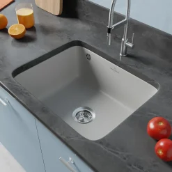 Villeroy & Boch Évier sous-plan en céramique 1 cuve à encastrer Subway gris moyen