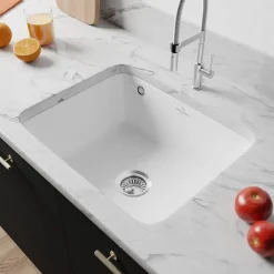 Evier Et Robinet De Buanderie|Villeroy & Boch Évier sous-plan en céramique 1 cuve à encastrer Subway blanc mat