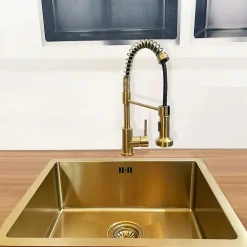 Essebagno Évier sous-plan en inox finition or 1 bac à encastrer Luisa 55