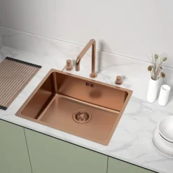 Essebagno Évier sous-plan en inox finition cuivre 1 bac à encastrer Inoxa 54